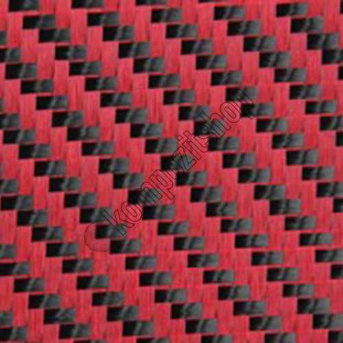 Dekoratif Karbon Fiber Kumaş Kırmızı/Siyah 210gr/m2 twill-
