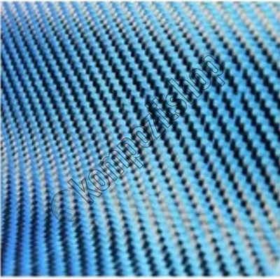 Dekoratif Karbon Fiber Kumaş Mavi/Siyah 210gr/m2 twill